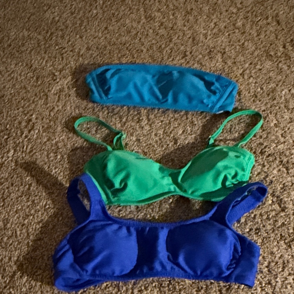 wild fable Blue, Green & Teal Bikini Tops - Set of 3! Dark blue is XS, other XXS